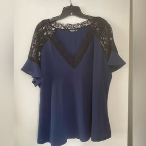 Shein blue and black lace shirt. XL.